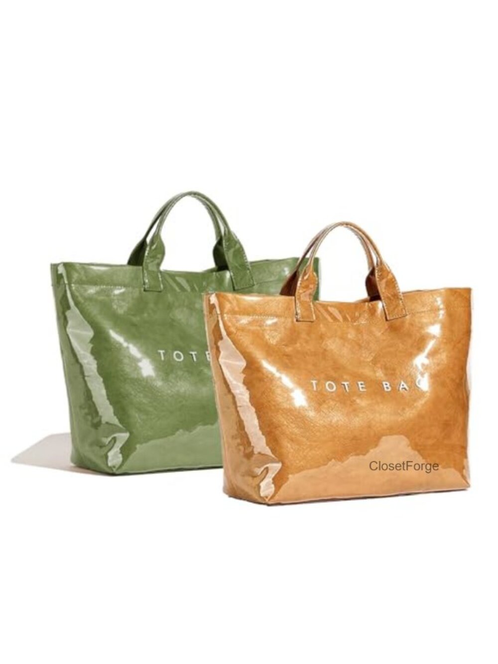 PVC Waterproof Tote Bag Lightweight Hook Loop Closure Shopping Work